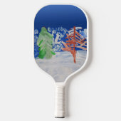 Winterlandschaft "Kunst von Kindern" Pickleball Schläger (Rückseite)