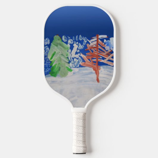 Winterlandschaft "Kunst von Kindern" Pickleball Schläger (Vorderseite)