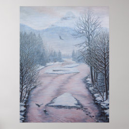Winterlandschaft Malerei 9 Adler Cheakamus Fluss Poster