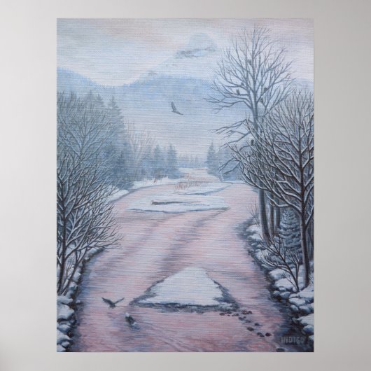 Winterlandschaft Malerei 9 Adler Cheakamus Fluss Poster (Vorne)