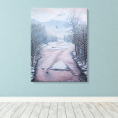 Winterlandschaft Malerei 9 Adler Fluss Print Leinwanddruck (Insitu (Holzboden))