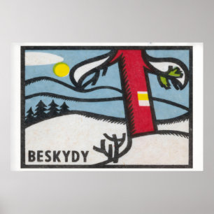 Winterlandschaft Matchbox Kunst Druck, Tschechisch Poster