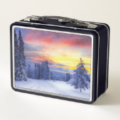 Winterlandschaft Metall Brotdose (Rückseite)