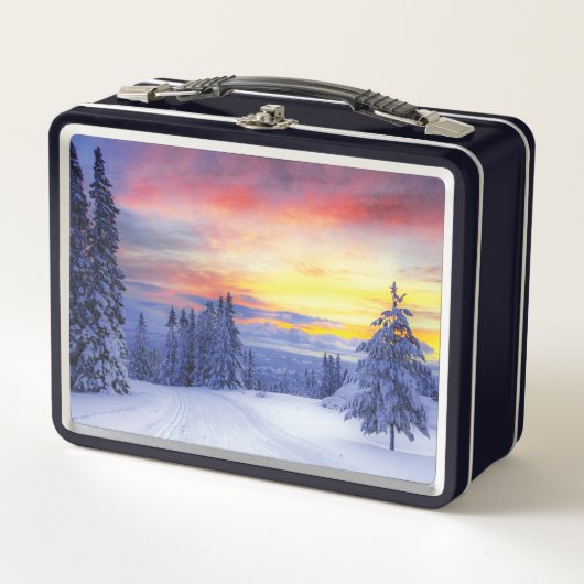 Winterlandschaft Metall Brotdose (Vorderseite)