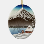 Winterlandschaft mit Ansicht vom Fujisan Keramik Ornament (Rechts)