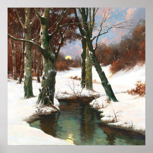 Winterlandschaft mit aufsteigendem Mond, Fine Art Poster (Vorne)
