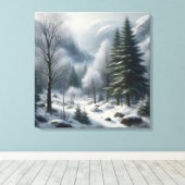 Winterlandschaft mit Bäumen und Schnee Leinwanddruck (Insitu (Holzboden))