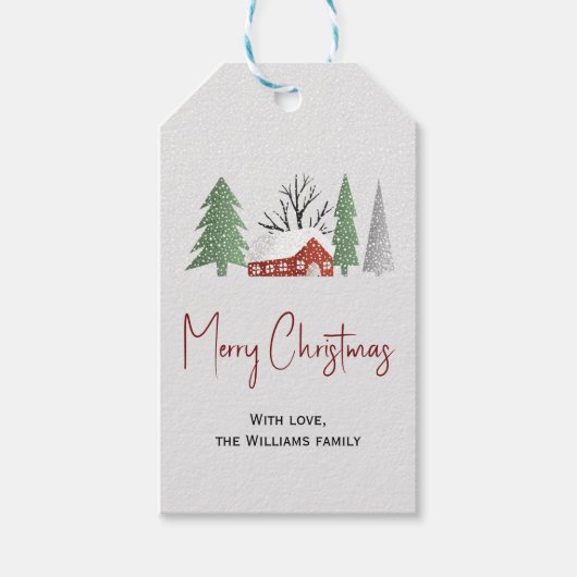 Winterlandschaft mit Bäumen und Schnee Weihnachten Geschenkanhänger (Vorderseite)