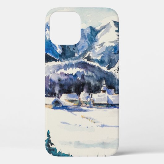 Winterlandschaft mit Bergdorf bedeckt mit Case-Mate iPhone Hülle (Rückseite)