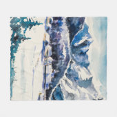Winterlandschaft mit Bergdorf bedeckt mit Fleecedecke (Vorderseite (Horizontal))
