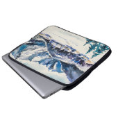 Winterlandschaft mit Bergdorf bedeckt mit Laptopschutzhülle (Vorne Knopf)