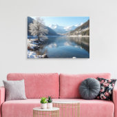 Winterlandschaft mit Bergsee Leinwanddruck (Insitu (Wohnzimmer))