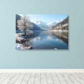 Winterlandschaft mit Bergsee Leinwanddruck (Insitu (Holzboden))