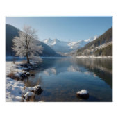 Winterlandschaft mit Bergsee Poster (Vorderseite)