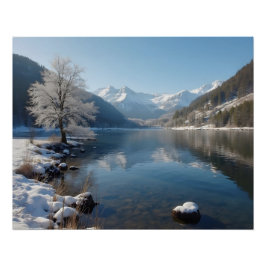 Winterlandschaft mit Bergsee Poster