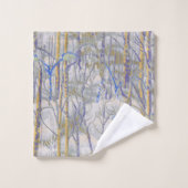 Winterlandschaft mit Birkenwald im Schnee Badhandtuch Set (Waschlappen)