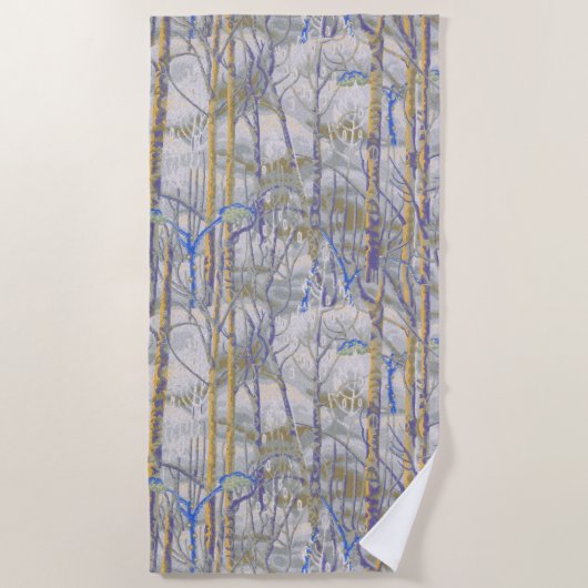 Winterlandschaft mit Birkenwald im Schnee Strandtuch (Vorderseite)