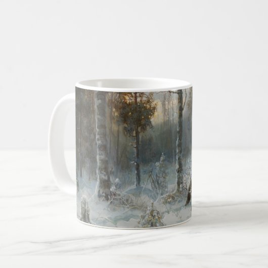 Winterlandschaft mit braunem Bär Kaffeetasse (Vorderseite Links)