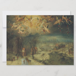 Winterlandschaft mit Dorfbewohnern beim Holzsammel Karte