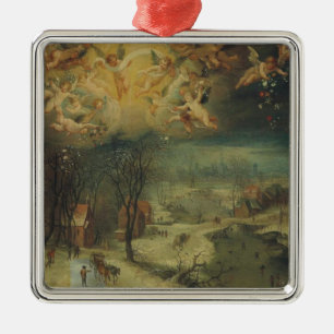 Winterlandschaft mit Dörfern Ansammlung Holz Ornament Aus Metall
