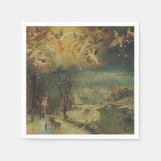 Winterlandschaft mit Dörfern Ansammlung Holz Serviette (Vorderseite)