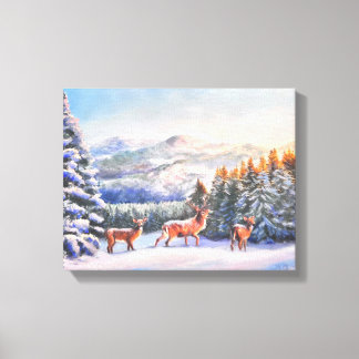 Winterlandschaft mit drei Buchdrucken Leinwanddruck