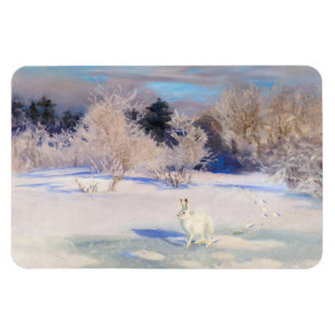 Winterlandschaft mit einem Weißen Haus von B. Lilj Magnet