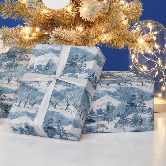 Winterlandschaft mit einer schneebedeckten Landsch Geschenkpapier (Feiertage)