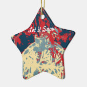 Winterlandschaft mit einzigartiger Schneeflocke Keramikornament (Links)