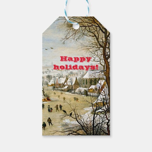 Winterlandschaft mit Eis-Skatern Geschenkanhänger (Vorderseite)