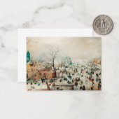 Winterlandschaft mit Eis-Skatern Mitteilungskarte (Vorderseite/Rückseite Beispiel)