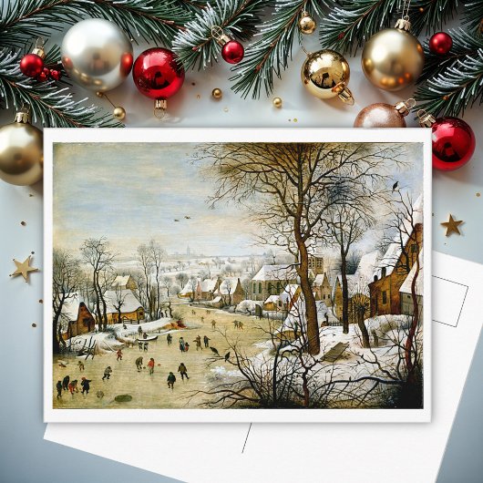 Winterlandschaft mit Eis-Skatern Postkarte
