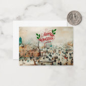 Winterlandschaft mit Eis-Skatern - Weihnachten Mitteilungskarte (Vorderseite/Rückseite Beispiel)