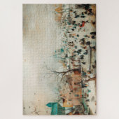 Winterlandschaft mit Eisdielen-Skatern Puzzle (Vertikal)