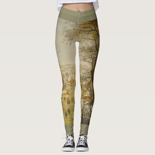 Winterlandschaft mit Eisfallen und Eisfallen Leggings (Vorderseite)