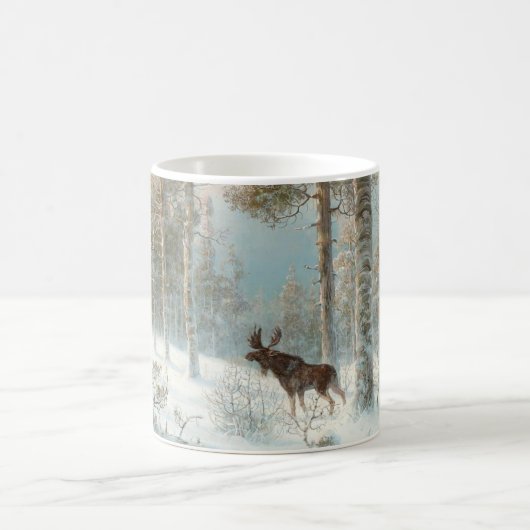 Winterlandschaft mit Elche Kaffeetasse (Mittel)