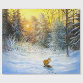 Winterlandschaft mit Fuchs im Niedergang Geschenkpapier (Flach)