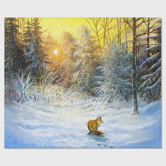 Winterlandschaft mit Fuchs im Niedergang Geschenkpapier (Flach)