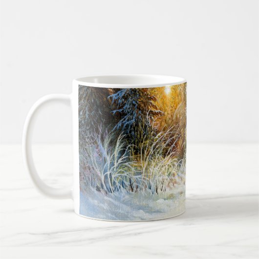Winterlandschaft mit Fuchs im Niedergang Kaffeetasse (Links)