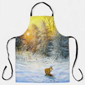 Winterlandschaft mit Fuchs im Niedergang Schürze (Vorderseite)