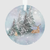 Winterlandschaft mit Hirsch, Kaninchen und Schnee Ornament (Rückseite)