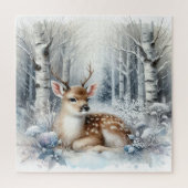 Winterlandschaft mit Hirsch Puzzle (Vertikal)