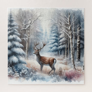 Winterlandschaft mit Hirsch Puzzle