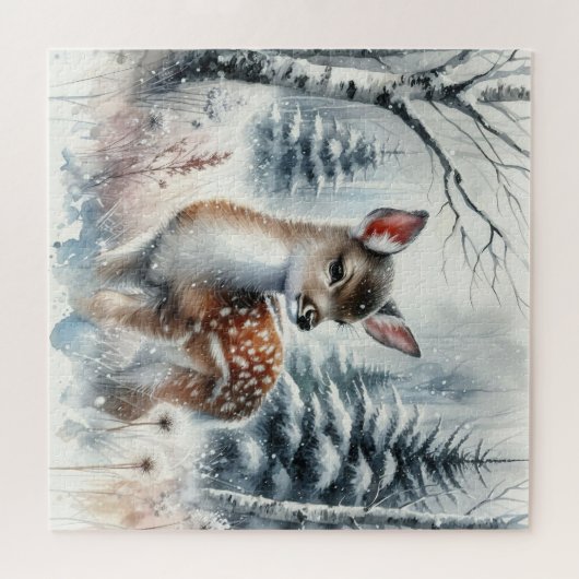Winterlandschaft mit Hirsch Puzzle (Horizontal)