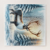 Winterlandschaft mit Hirsch Puzzle (Horizontal)