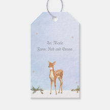 Winterlandschaft mit Hirschgeschenk-Tag
