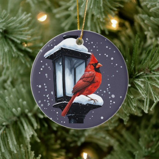 Winterlandschaft mit Kardinal Bird Urlaub Weihnach Keramik Ornament (Baum)