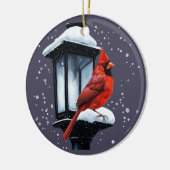 Winterlandschaft mit Kardinal Bird Urlaub Weihnach Keramik Ornament (Links)