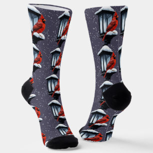 Winterlandschaft mit Kardinal Bird Urlaub Weihnach Socken