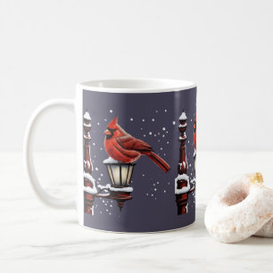 Winterlandschaft mit Kardinalvogel-Feiertagsweihna Kaffeetasse